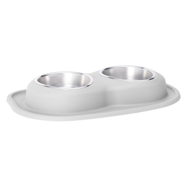 WeatherTech® - Pet Comfort™ Double 32 fl. oz. Light Gray Stainless Steel Low Pet Bowl (2.75" Height)