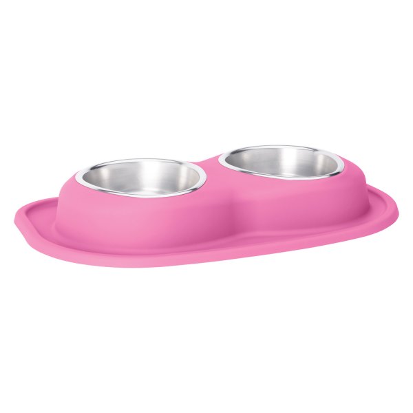 WeatherTech® - Pet Comfort™ Double 32 fl. oz. Pink Stainless Steel Low Pet Bowl (2.75" Height)