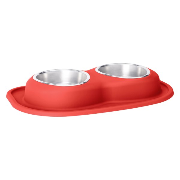 WeatherTech® - Pet Comfort™ Double 32 fl. oz. Red Stainless Steel Low Pet Bowl (2.75" Height)
