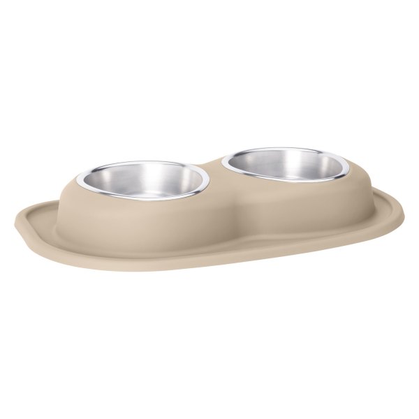 WeatherTech® - Pet Comfort™ Double 32 fl. oz. Tan Stainless Steel Low Pet Bowl (2.75" Height)