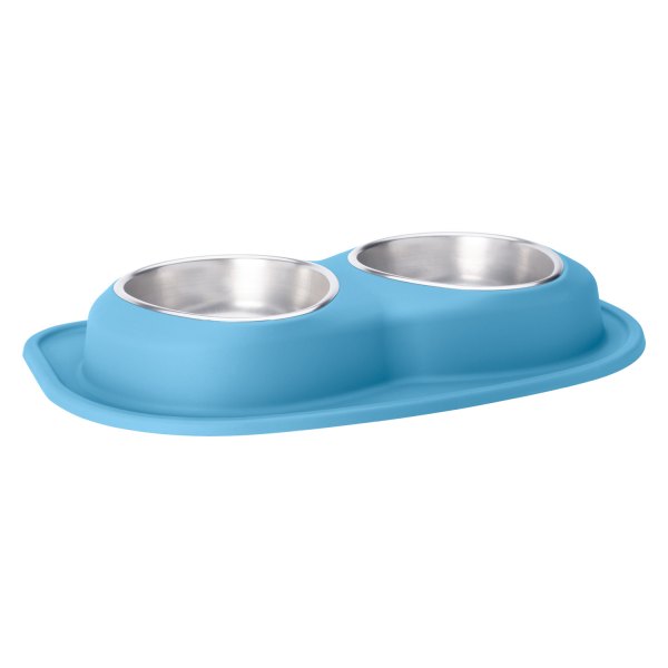 WeatherTech® - Pet Comfort™ Double 64 fl. oz. Blue Stainless Steel Low Pet Bowl (3.25" Height)