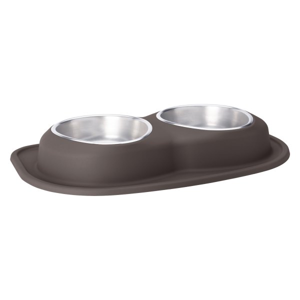 WeatherTech® - Pet Comfort™ Double 64 fl. oz. Dark Brown Stainless Steel Low Pet Bowl (3.25" Height)