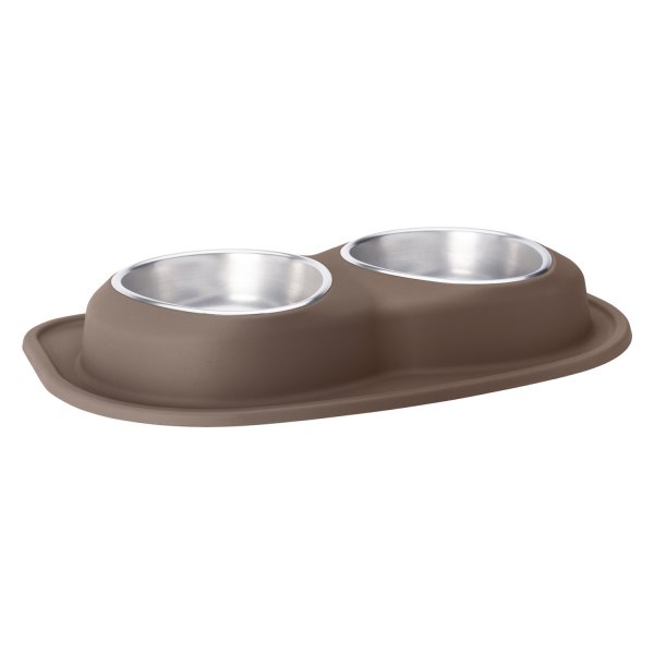 WeatherTech® - Pet Comfort™ Double 64 fl. oz. Light Brown Stainless Steel Low Pet Bowl (3.25" Height)