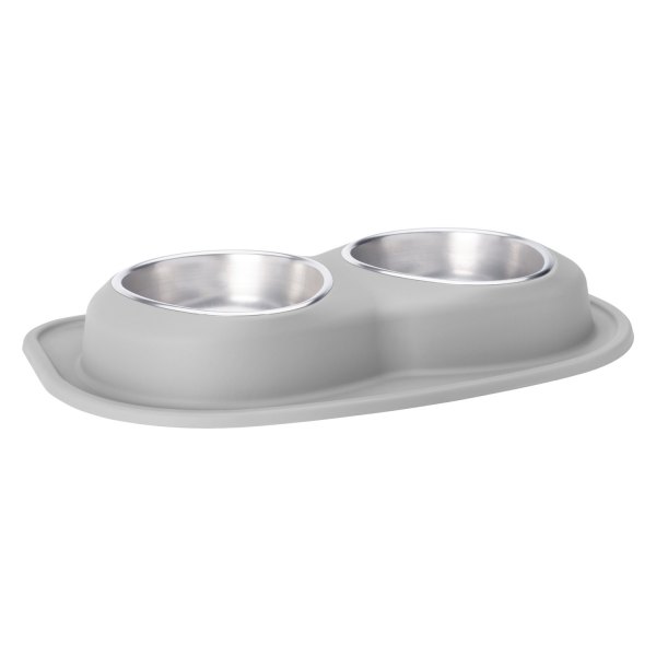 WeatherTech® - Pet Comfort™ Double 64 fl. oz. Light Gray Stainless Steel Low Pet Bowl (3.25" Height)