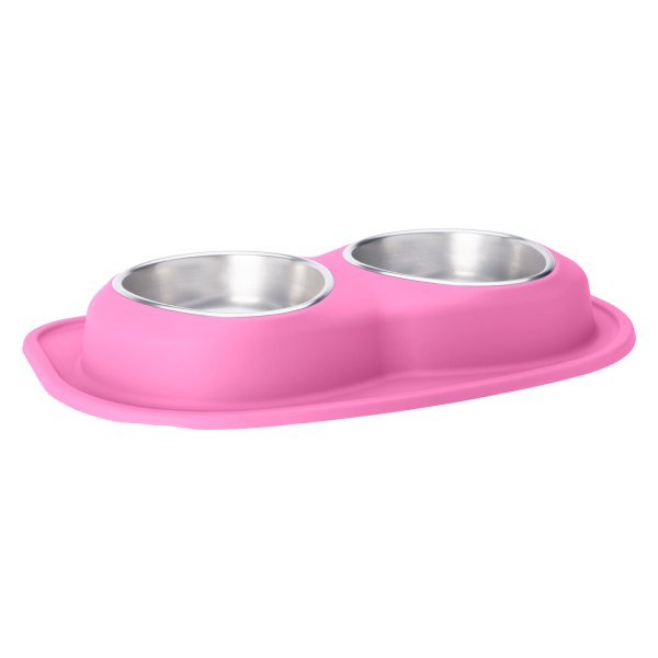 WeatherTech® - Pet Comfort™ Double 64 fl. oz. Pink Stainless Steel Low Pet Bowl (3.25" Height)