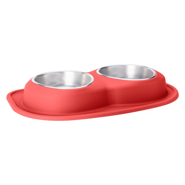 WeatherTech® - Pet Comfort™ Double 64 fl. oz. Red Stainless Steel Low Pet Bowl (3.25" Height)