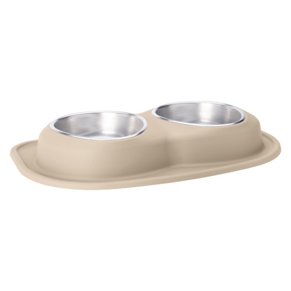 WeatherTech® - Pet Comfort™ Double 64 fl. oz. Tan Stainless Steel Low Pet Bowl (3.25" Height)