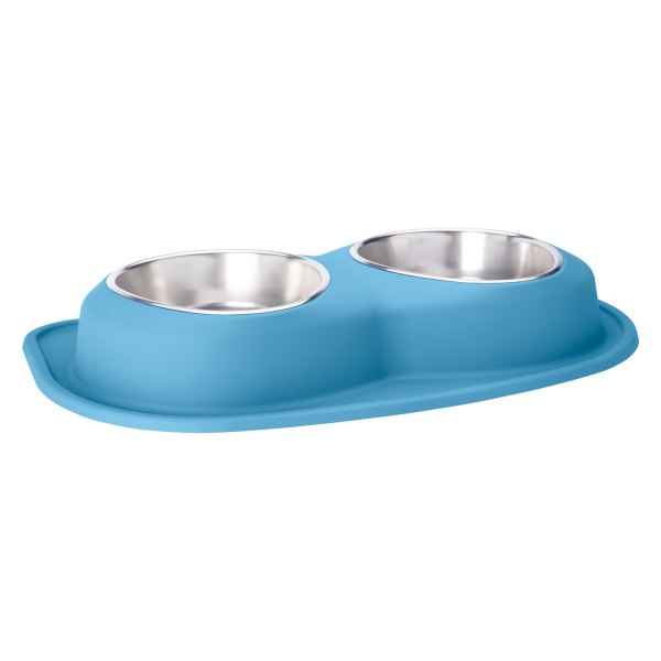 WeatherTech® - Pet Comfort™ Double 96 fl. oz. Blue Stainless Steel Low Pet Bowl (3.75" Height)