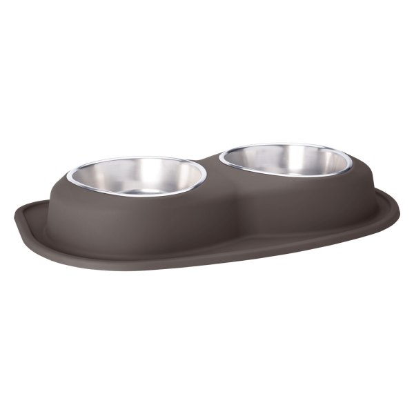 WeatherTech® - Pet Comfort™ Double 96 fl. oz. Dark Brown Stainless Steel Low Pet Bowl (3.75" Height)