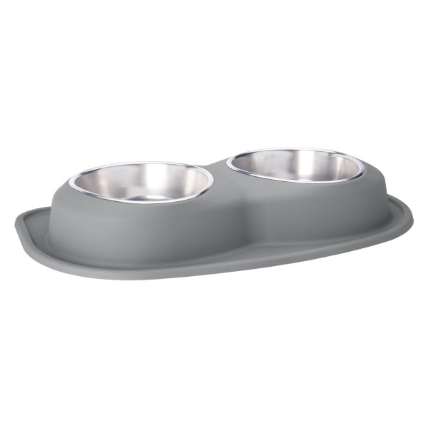 WeatherTech® - Pet Comfort™ Double 96 fl. oz. Dark Gray Stainless Steel Low Pet Bowl (3.75" Height)