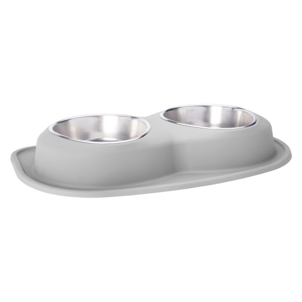 WeatherTech® - Pet Comfort™ Double 96 fl. oz. Light Gray Stainless Steel Low Pet Bowl (3.75" Height)