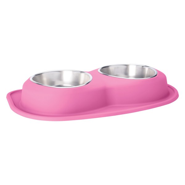 WeatherTech® - Pet Comfort™ Double 96 fl. oz. Pink Stainless Steel Low Pet Bowl (3.75" Height)