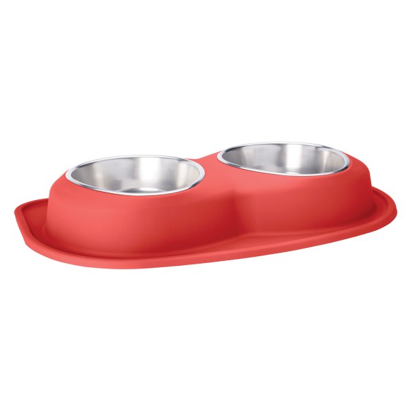 WeatherTech® - Pet Comfort™ Double 96 fl. oz. Red Stainless Steel Low Pet Bowl (3.75" Height)
