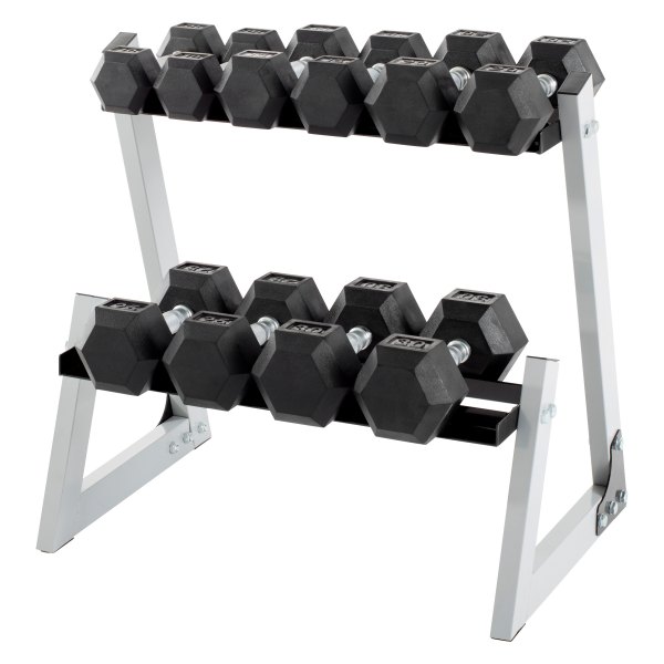 Weider® - 200 lb Rubber Hex Dumbbell Set with Rack