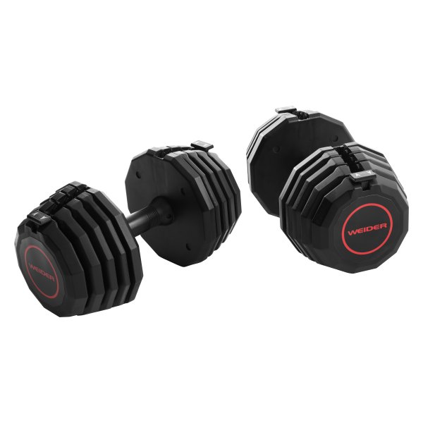 Weider® - 50 lb Stainless Steel Dumbbells with Rack