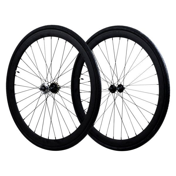 ZF Bikes® - 28" Black Aluminum Wheel Set with Tires