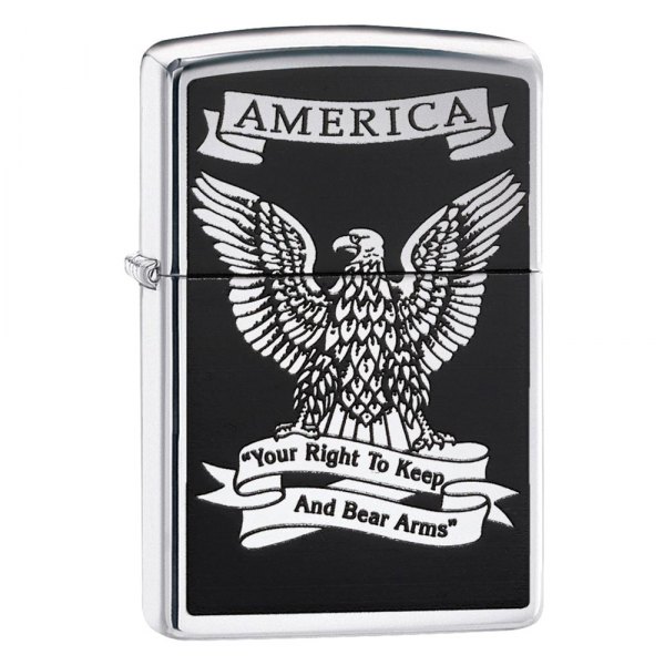 Zippo® - Black and White Americana High Polish Chrome Lighter